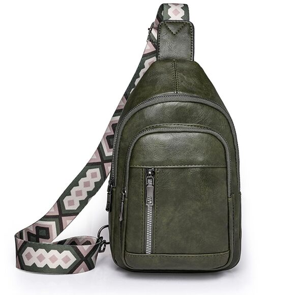 NWT Leather Crossbody Bag, Anti-Theft, Retro-Green - Picture 1 of 1